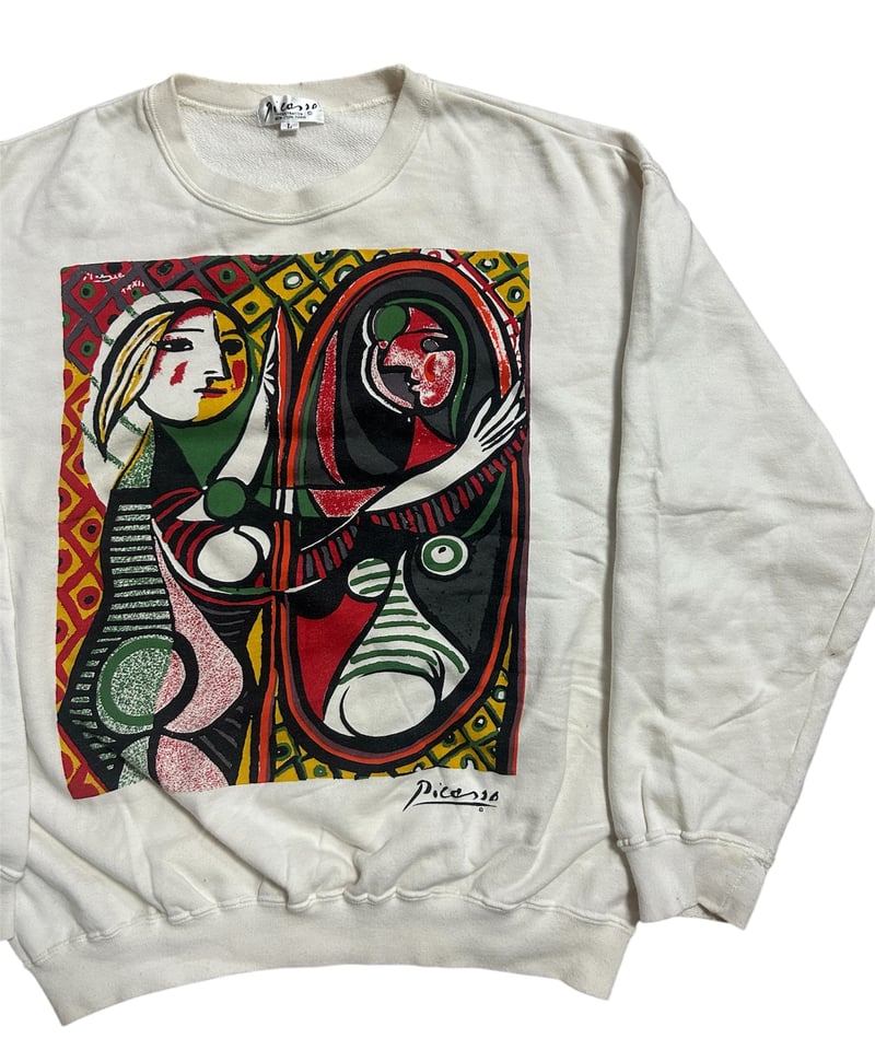 90's Picasso 鏡の前の少女 大判プリント スウェット L ピカソ