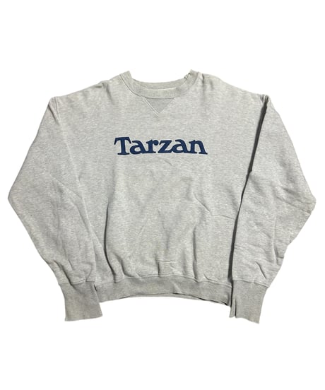 Tarzan ターザン 前Vガゼット ロゴ スウェット 雑誌 霜降りグレー L
