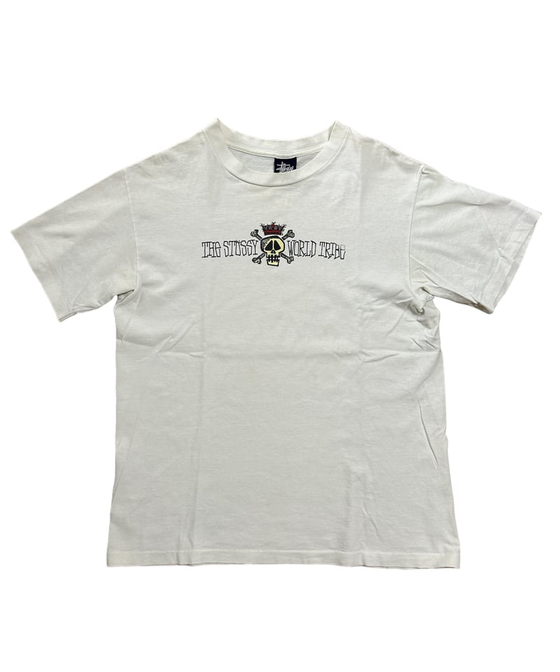 90's USA製 OLD STUSSY WOLD TRIBE Tシャツ 紺タグ ホワイト M 90's USA製 OLD STUSSY WOLD TRIBE Tシャツ 紺タグ ホワイト M