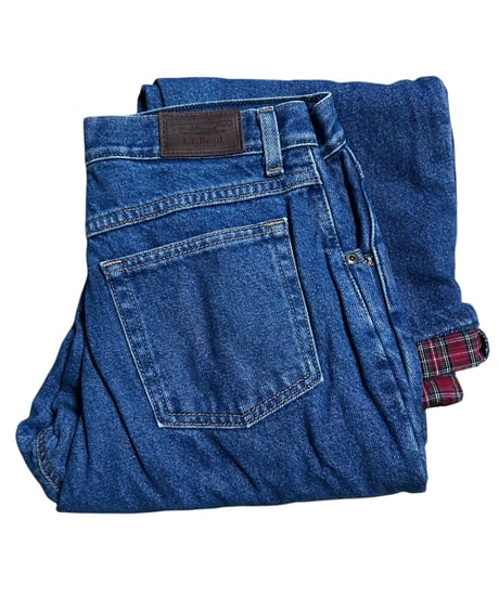 90's L.L.Bean 裏地ネル デニムパンツ ジーンズ 革パッチ M相当