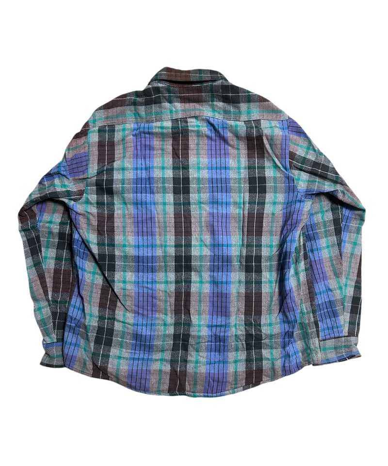 90's FIVE BROTHER ヘビーネルシャツ チェック柄 L パープル×グレー | S