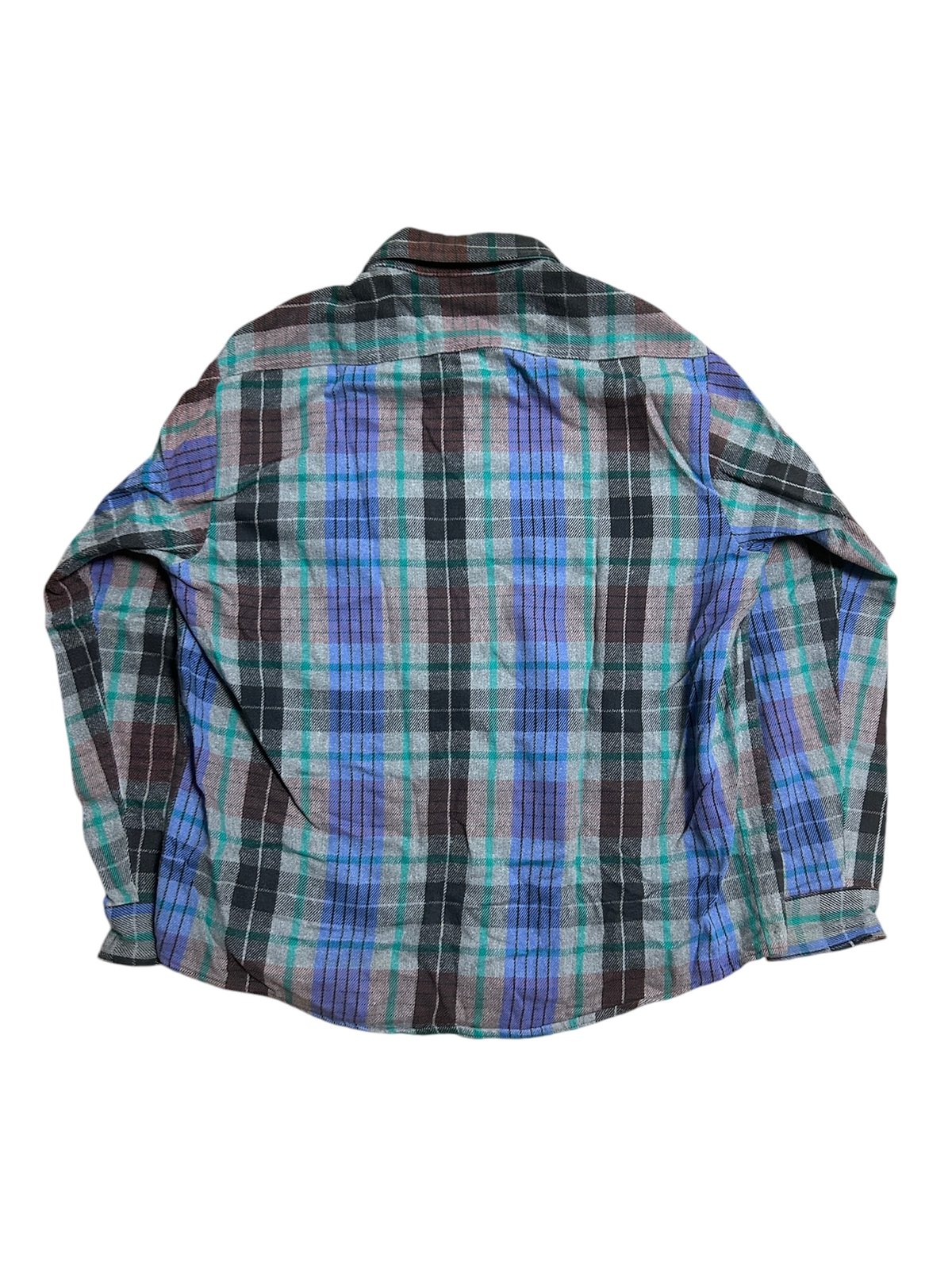 90's FIVE BROTHER ヘビーネルシャツ チェック柄 L パープル×グレー | S