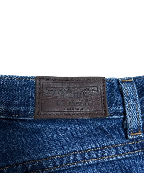 90's L.L.Bean 裏地ネル デニムパンツ ジーンズ 革パッチ M相当