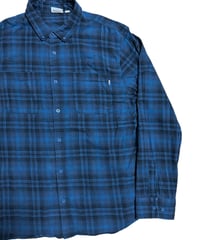 90's FIVE BROTHER ヘビーネルシャツ バッファローチェック 青 黒 L | S