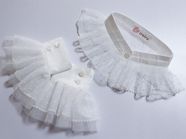 ホワイト チュール フリル つけ袖 つけ裾　つけ襟 ふわふわ！チュールフリルの付け襟＆付け袖【白】 | iroiro atelier