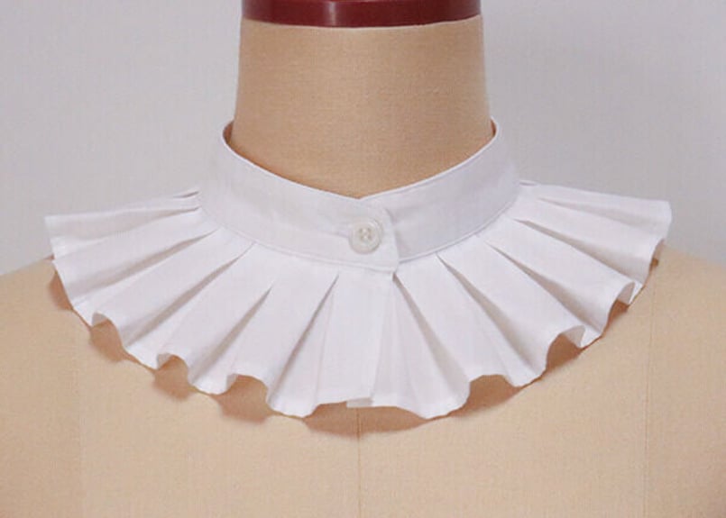 ふわっと広がる！タックフリルの付け襟【白】 | ハンドメイド付け襟の