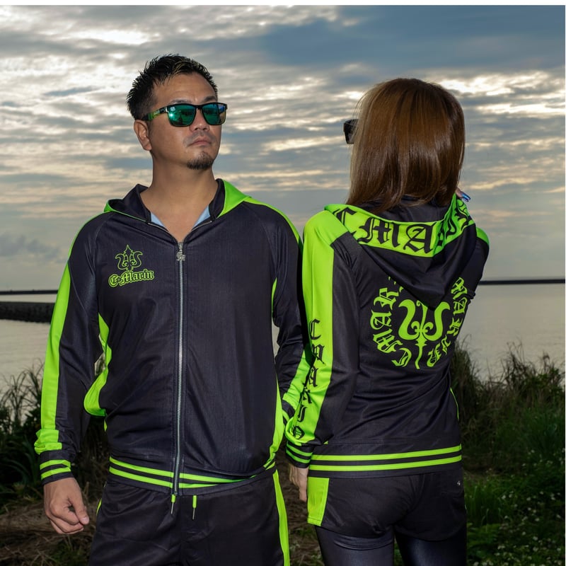 25ラッシュガードセットアップBK×ネオングリーン | C.Marin®