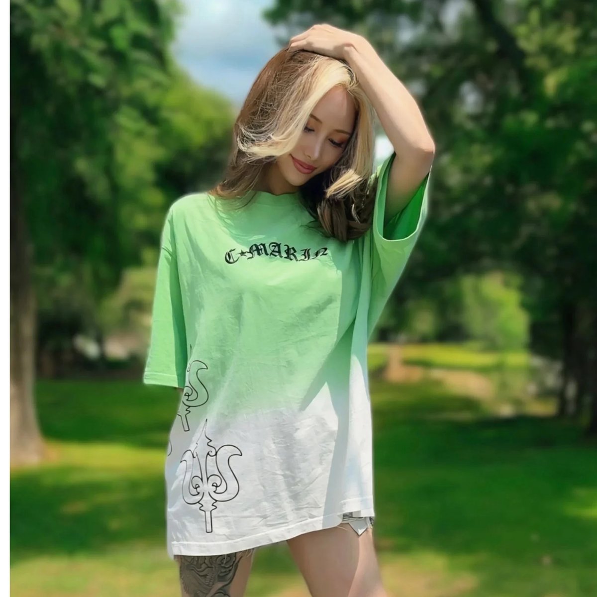 Oasi リネン Tシャツ δ 男女兼用】グラデーションオーバーサイズTシャツ | C.Marin®