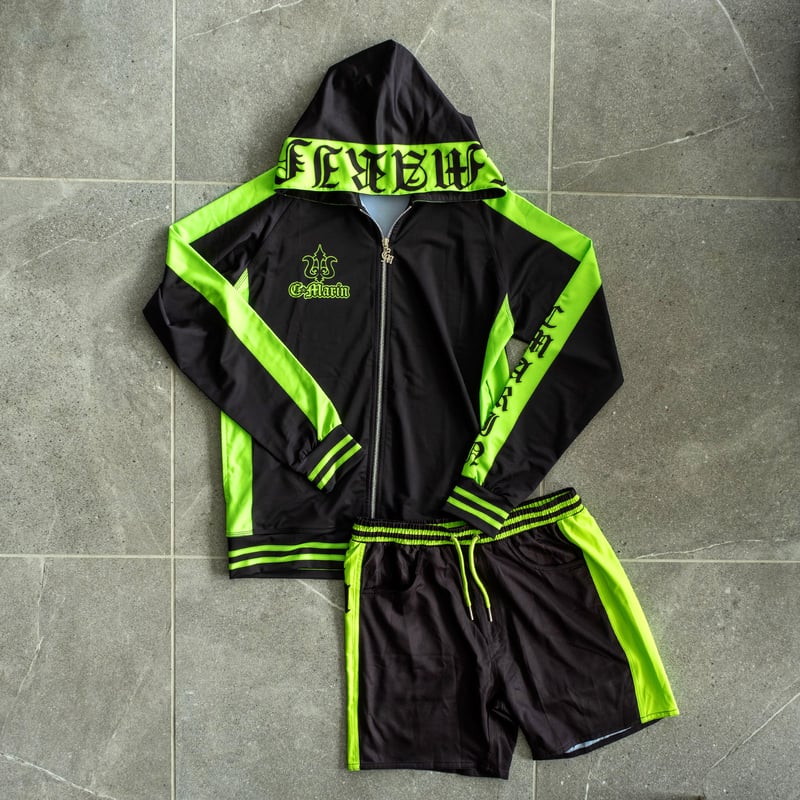 25ラッシュガードセットアップBK×ネオングリーン | C.Marin®