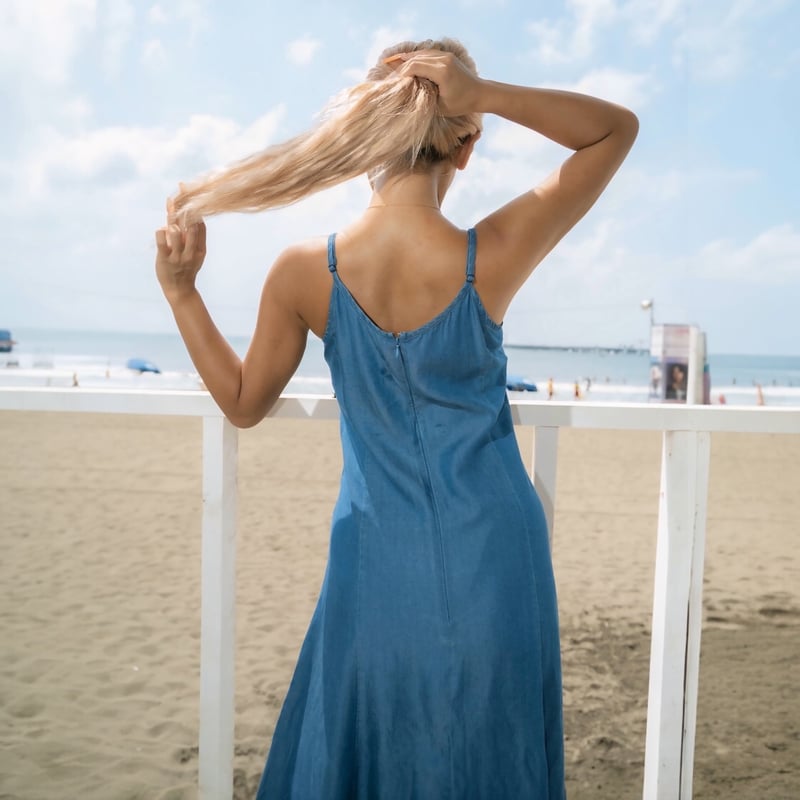 ウォッシャーデニム風マキシワンピ | C.Marin®