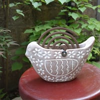 テラコッタ小鳥のタテ型蚊取り線香ホルダー・ナチュラル