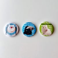 缶バッチ 3種類から1つお選びください (たまご、おはぎ、ねこごはんパンケーキ)