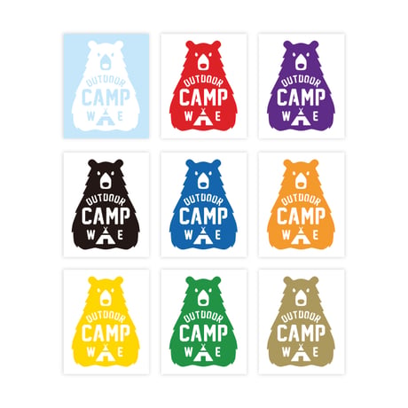 OUTDOOR CAMP 熊イラスト ステッカー