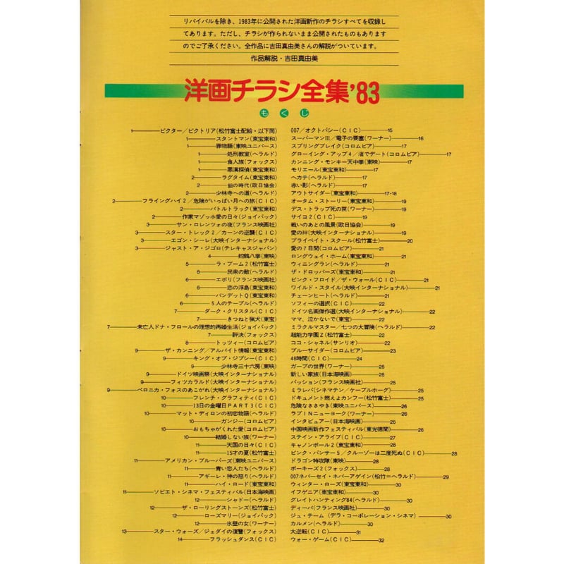 昭和58年 ロードショー付録 洋画チラシ全集'83 | レトロ・スタイル