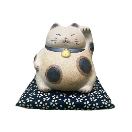 土もの まる猫　貯金箱