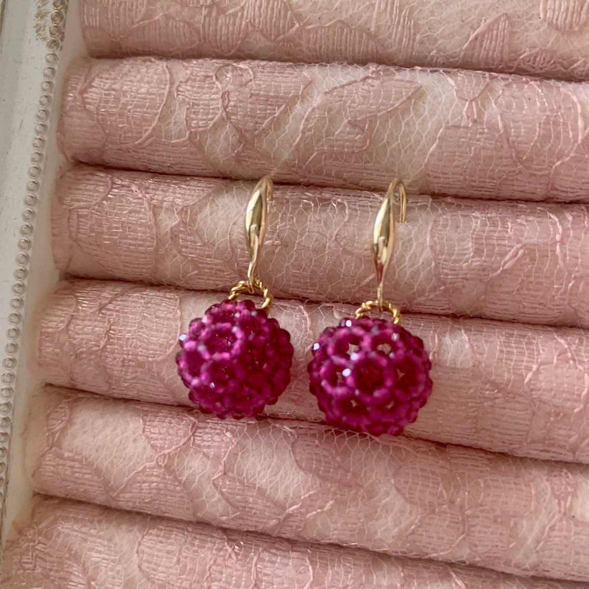 ピンク ルビー フープピアス 18kgf【神聖幾何学フラーレン】 | ପI, la