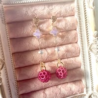ルビー＆クローバー(Pink) Berry ピアス   14kgf 【神聖幾何学フラーレン】    009