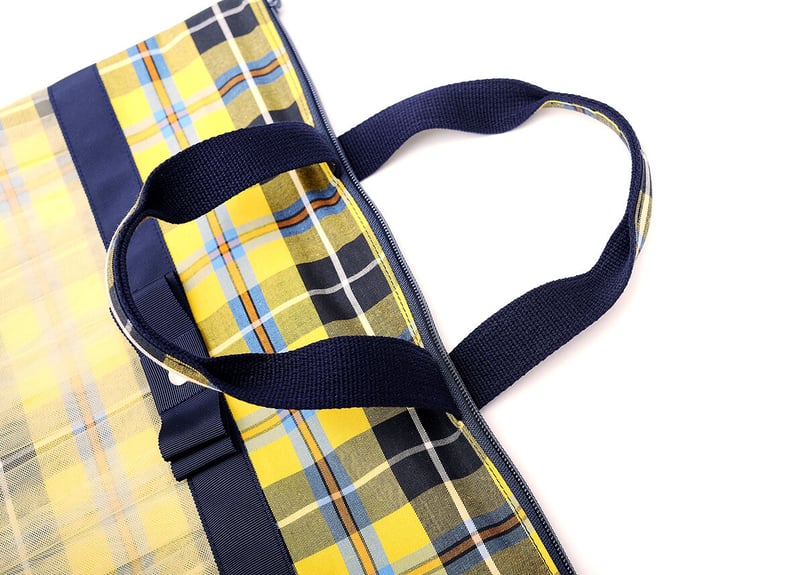 レッスンバッグ/トートバッグ タータン/イエローxネイビー