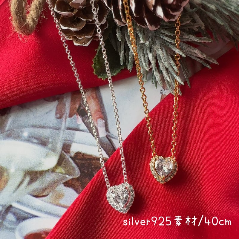 silver925ネックレス〉Heart zirconia shiny | ANG