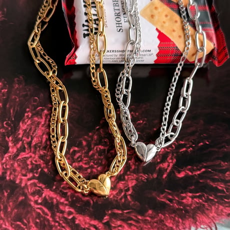 ANG l Noir Link Heart Wchain
