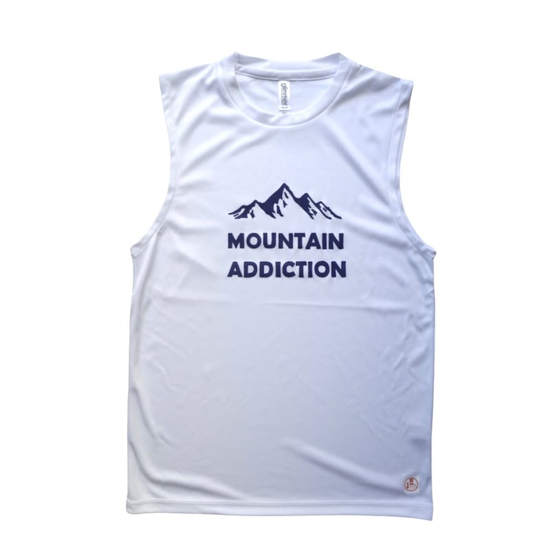 山中毒 mountain addiction ノースリーブ 白 | 豆工房 Tシャツ屋さん