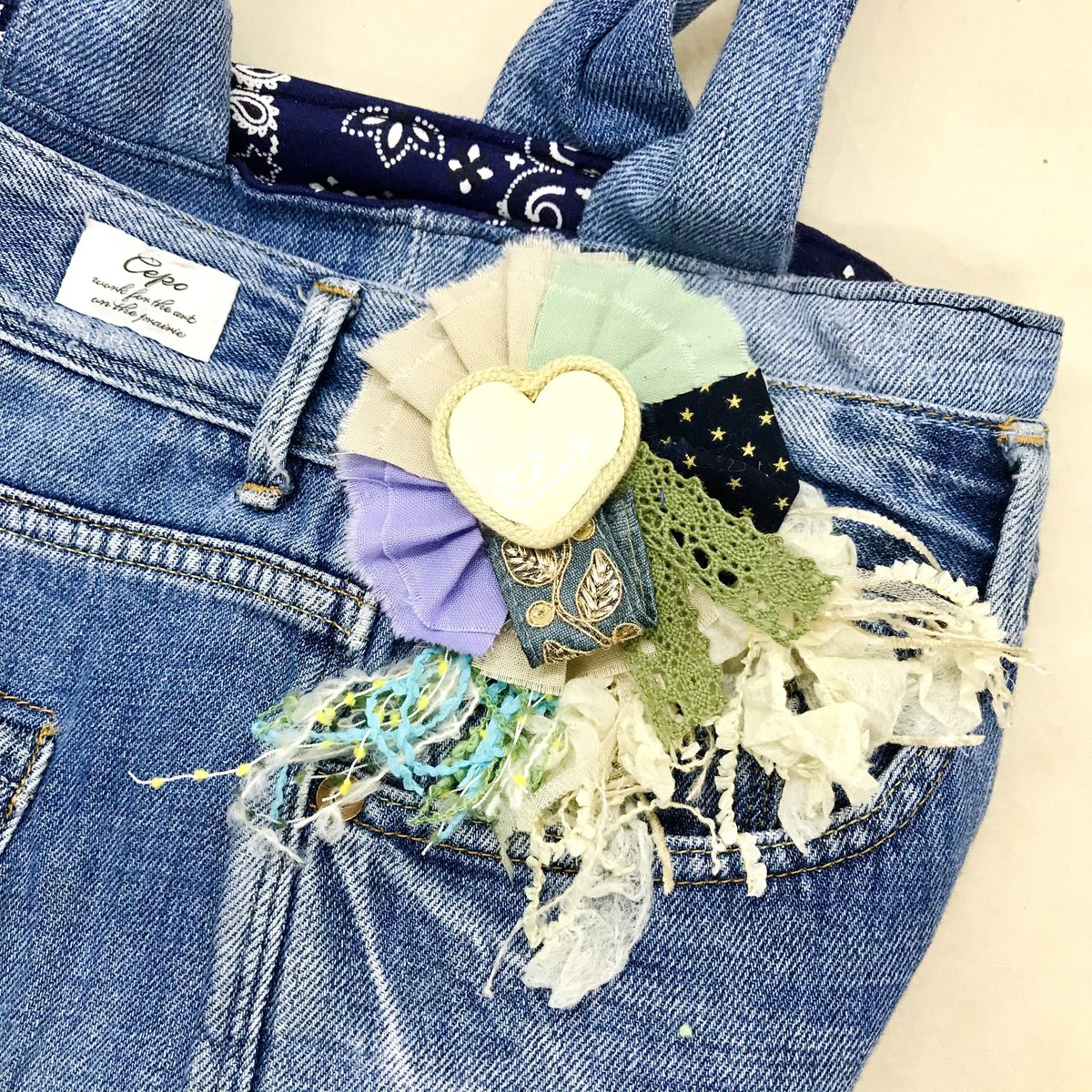 布で作るナチュラルロゼット【ハート】 | Mikuy_Bowknot STORE