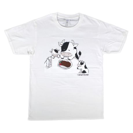 【うし×ステーキ】 Tシャツ 　gokigen-factory/ゴキゲンファクトリー