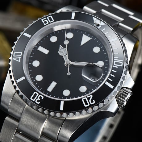 PARNISメンズ自動巻き腕時計サブマリーナー40mmサファイアガラスメカニカルパルニスブラックR26