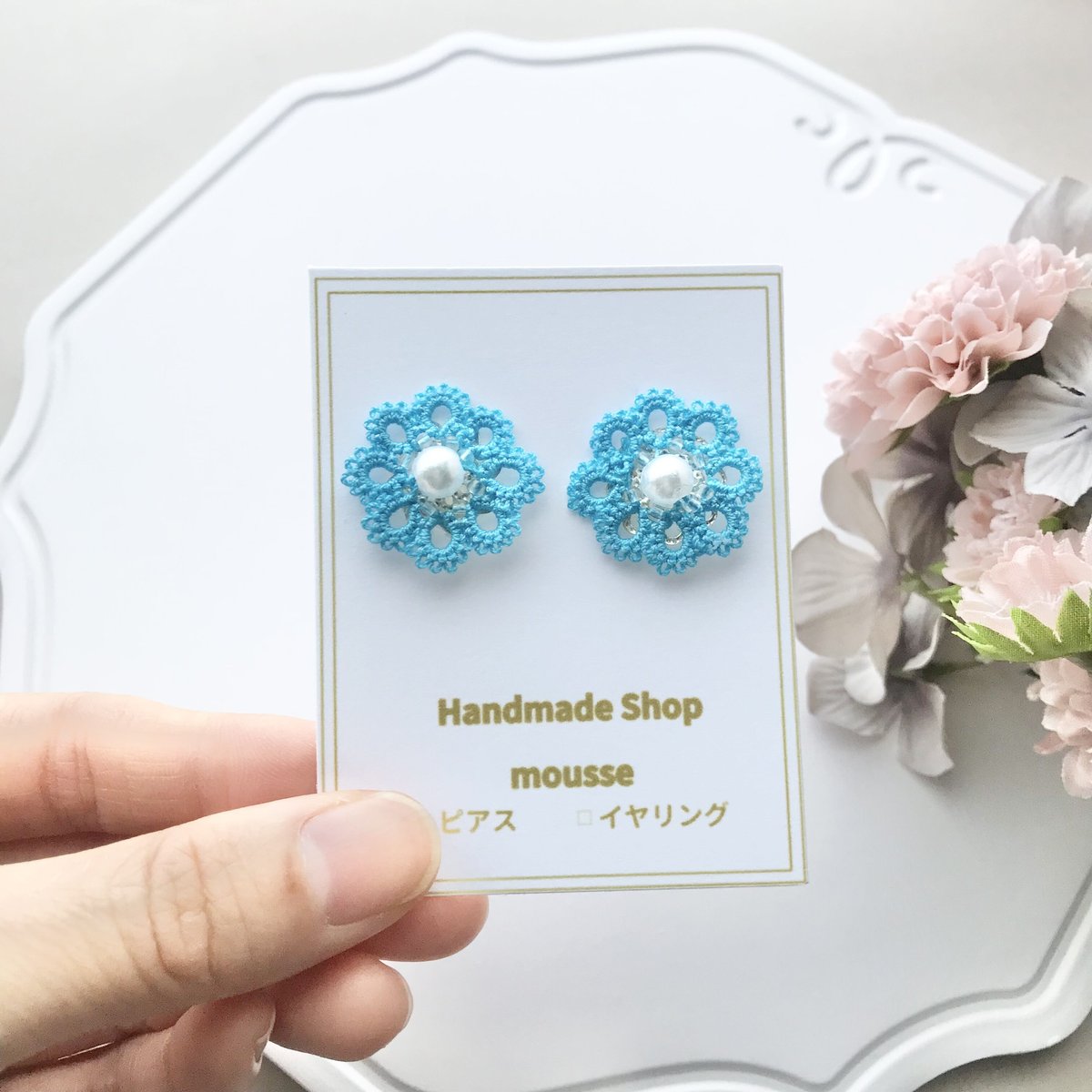 天使のピアス/イヤリング ターコイズブルー | HandmadeShop mousse