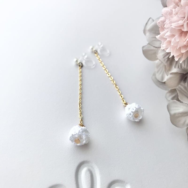 すずらんピアス/イヤリング ロングver. 純白 | HandmadeShop mousse（