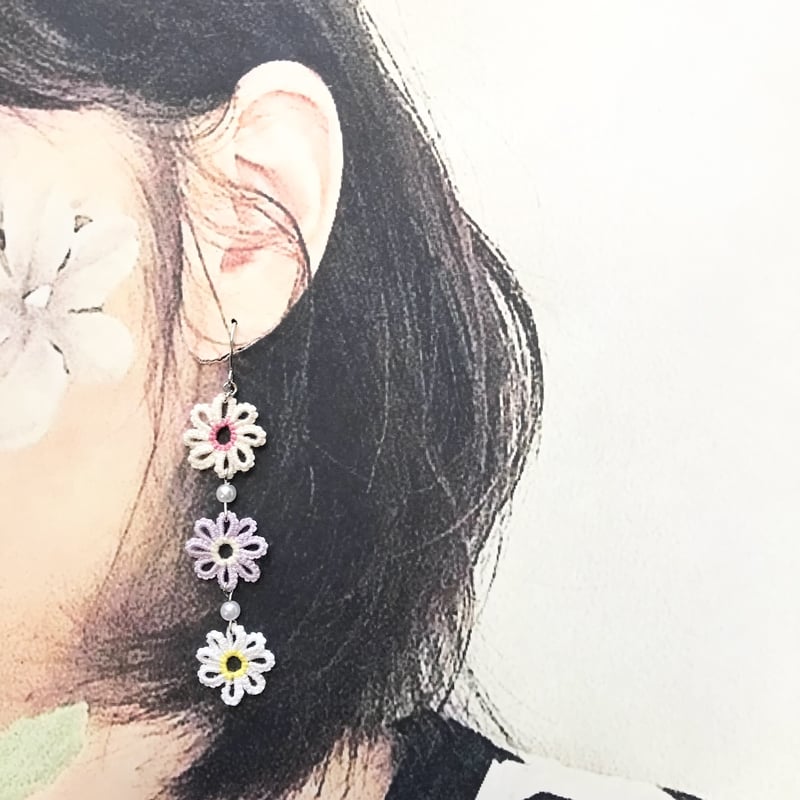 小花ピアス/イヤリング ミックスカラーバージョン お花見