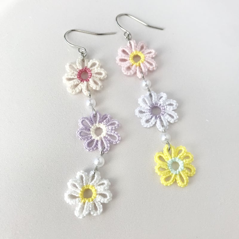 小花ピアス/イヤリング ミックスカラーバージョン お花見