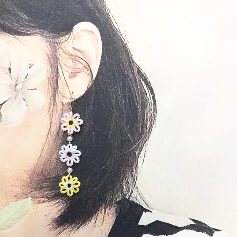 moisさま　アンティークのお花　片耳ピアス 小花ピアス/イヤリング ミックスカラーバージョン お花見