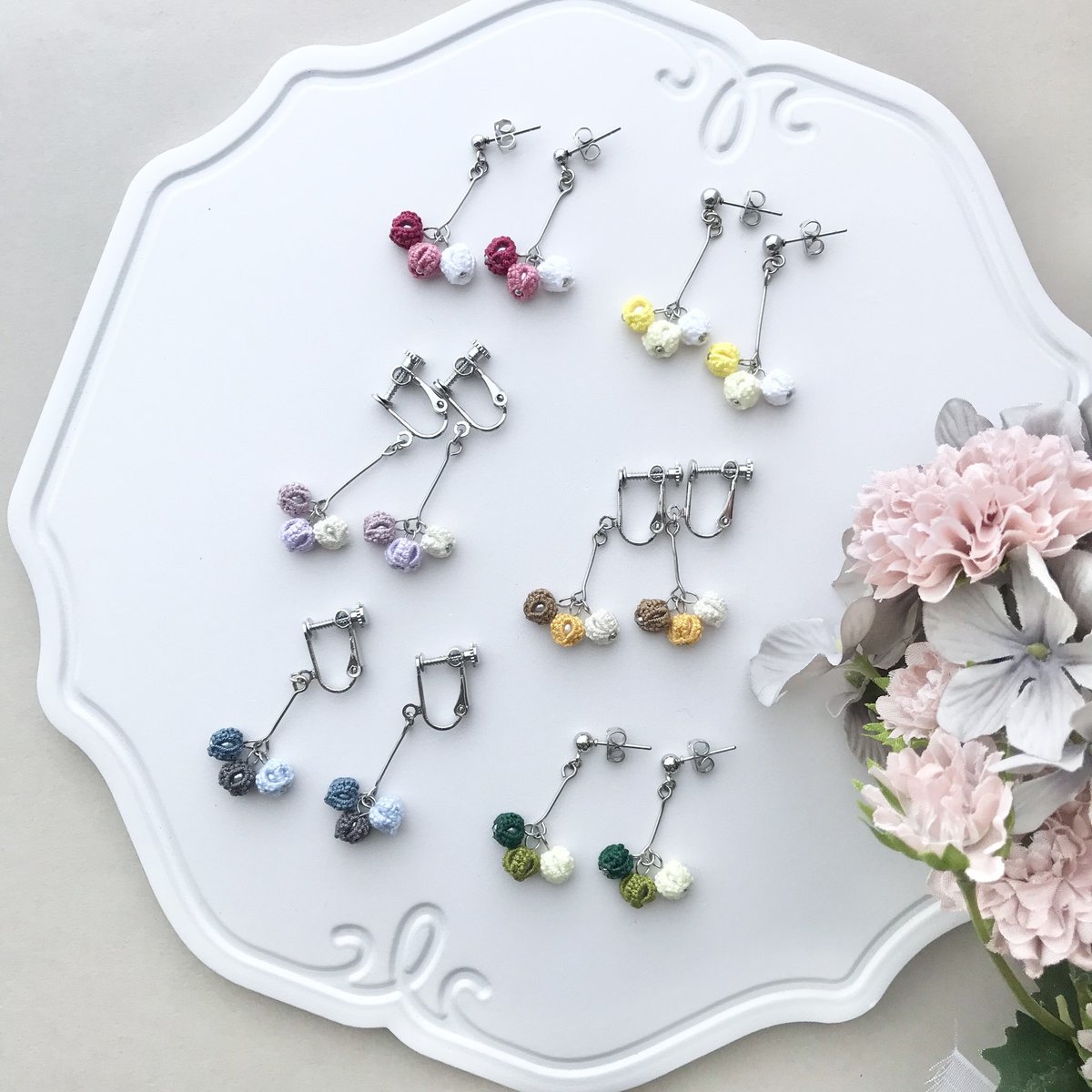 ポンポンポップピアス/イヤリング イエロー | HandmadeShop