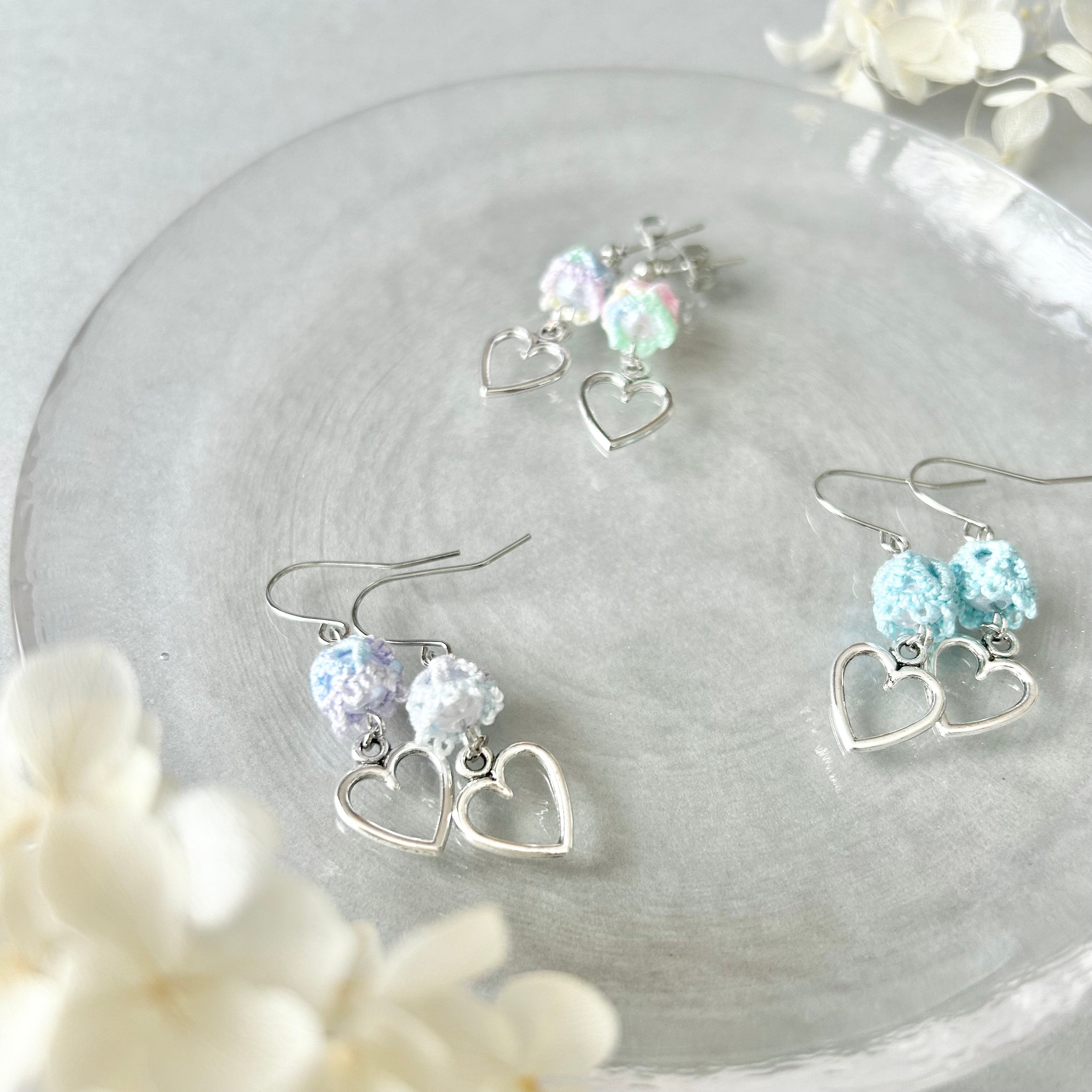 すずらんピアス オープンハートとすずらんのピアス/イヤリング | HandmadeShop mousse