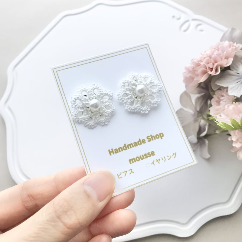 天使のピアス/イヤリング 白 | HandmadeShop mousse（ハンドメイド