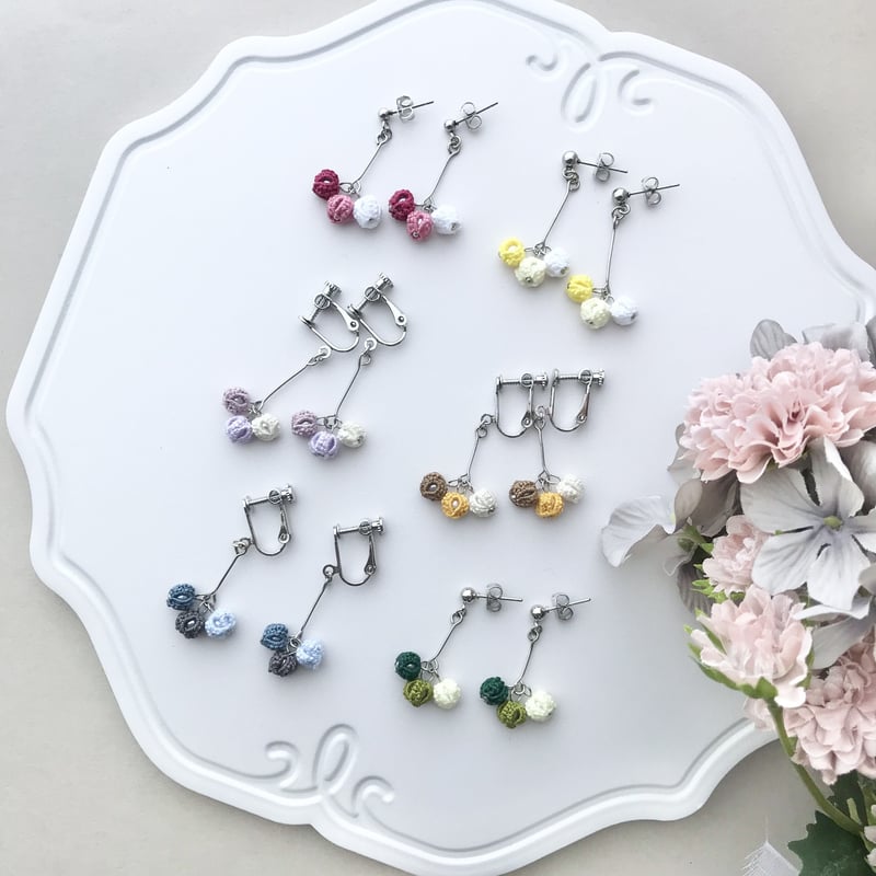 ポンポンポップピアス/イヤリング オレンジ | HandmadeShop mousse