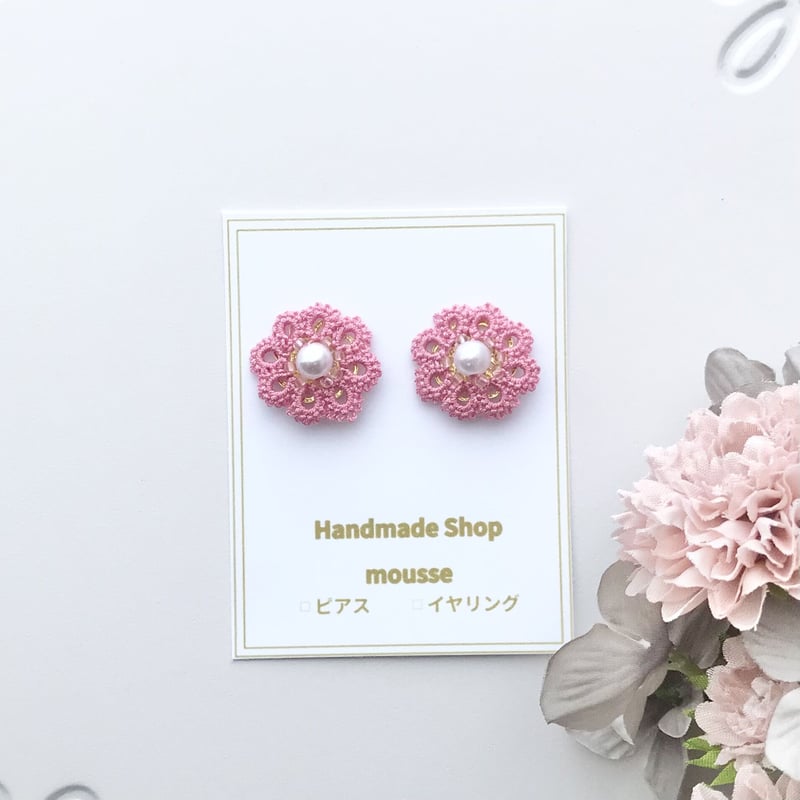 天使のピアス/イヤリング ビビットピンク | HandmadeShop mousse