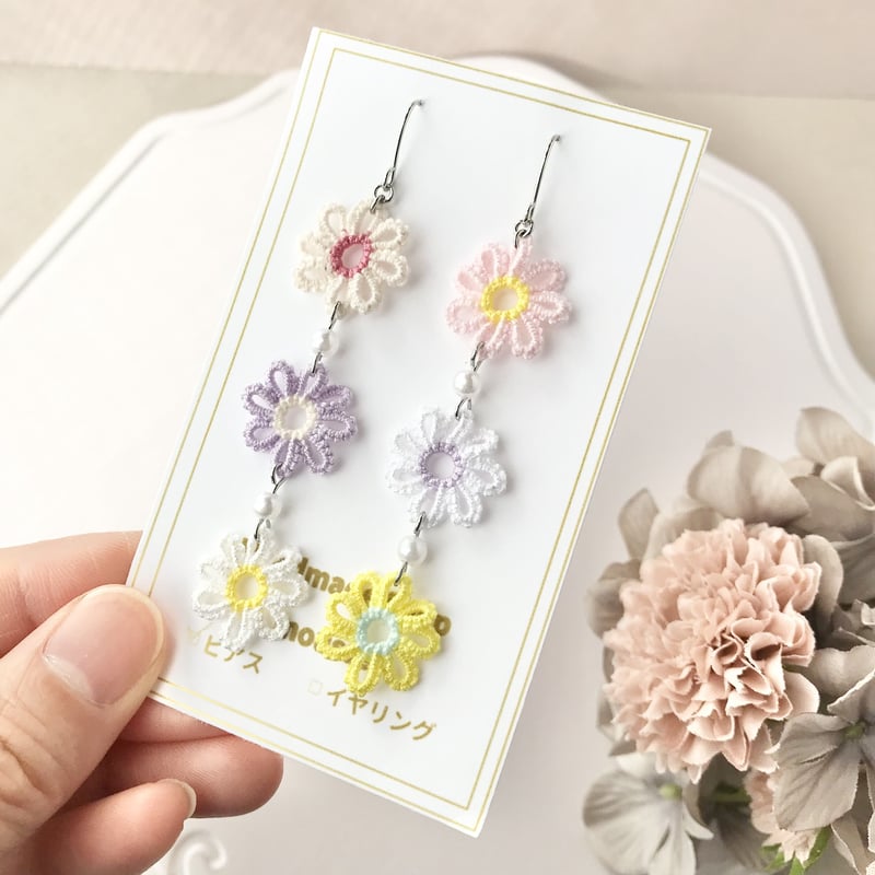 小花ピアス/イヤリング ミックスカラーバージョン お花見