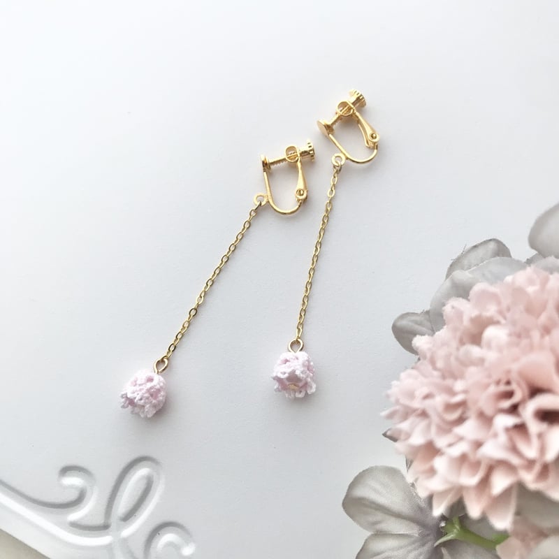 すずらんピアス/イヤリング ロングver. 優しいピンク | HandmadeShop