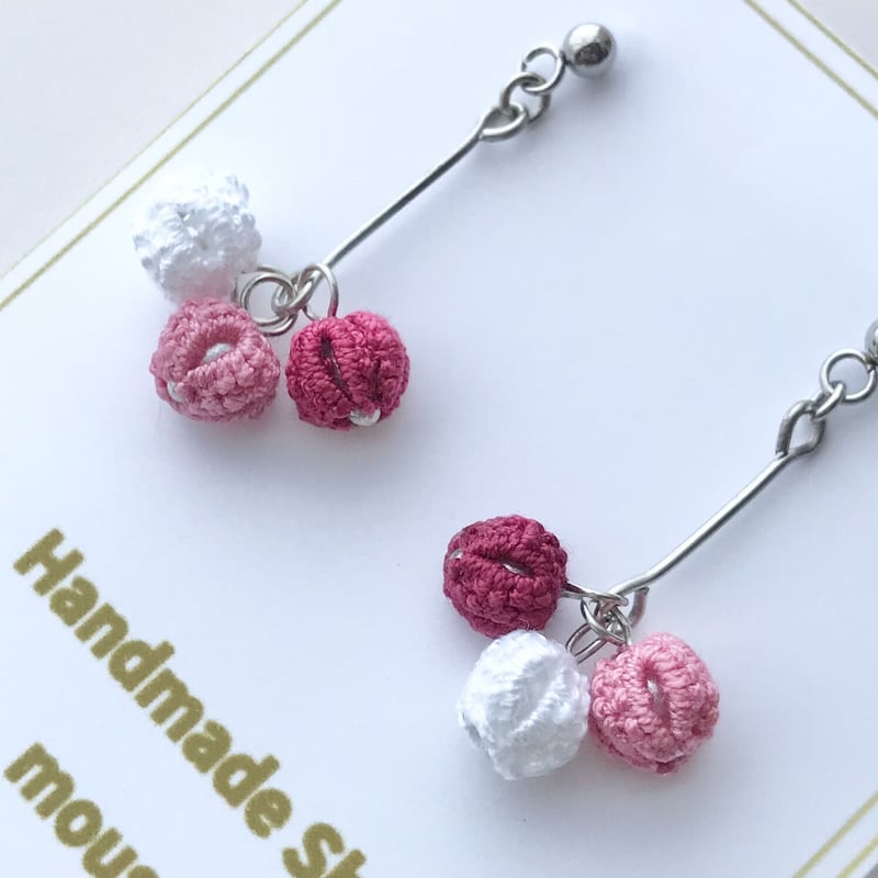 ポンポンポップピアス/イヤリング ピンク | HandmadeShop mousse