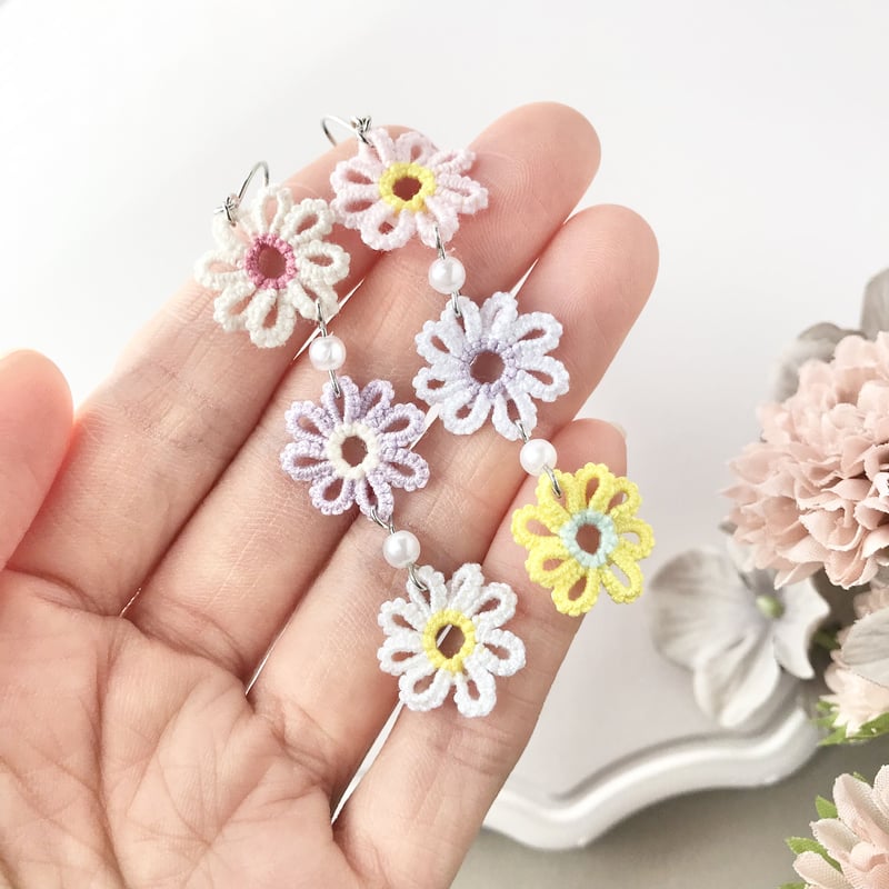 小花ピアス/イヤリング ミックスカラーバージョン お花見