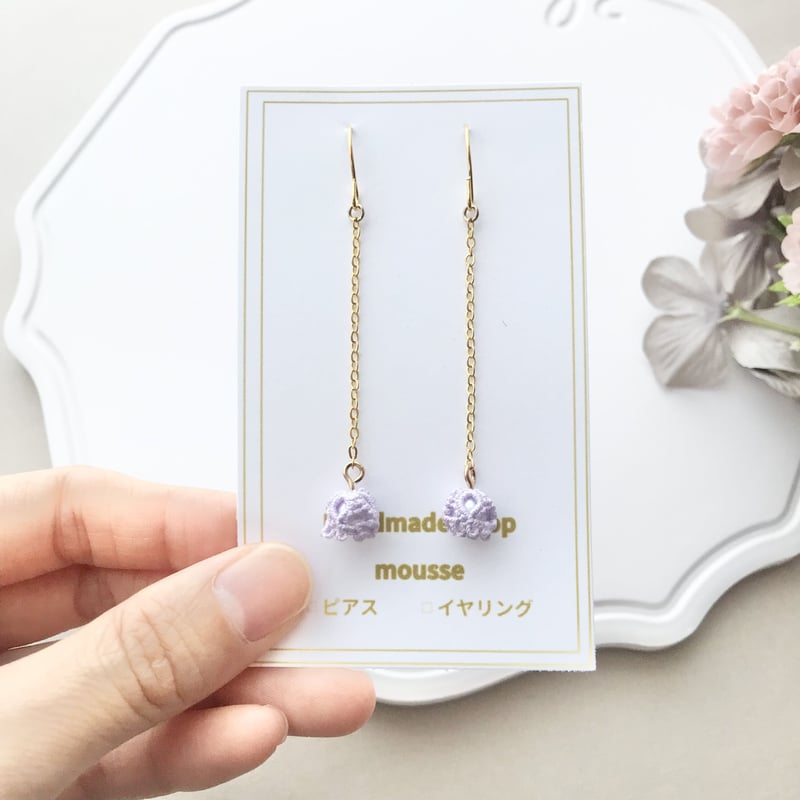 すずらんピアス/イヤリング ロングver. 大人な薄紫 | HandmadeShop mous