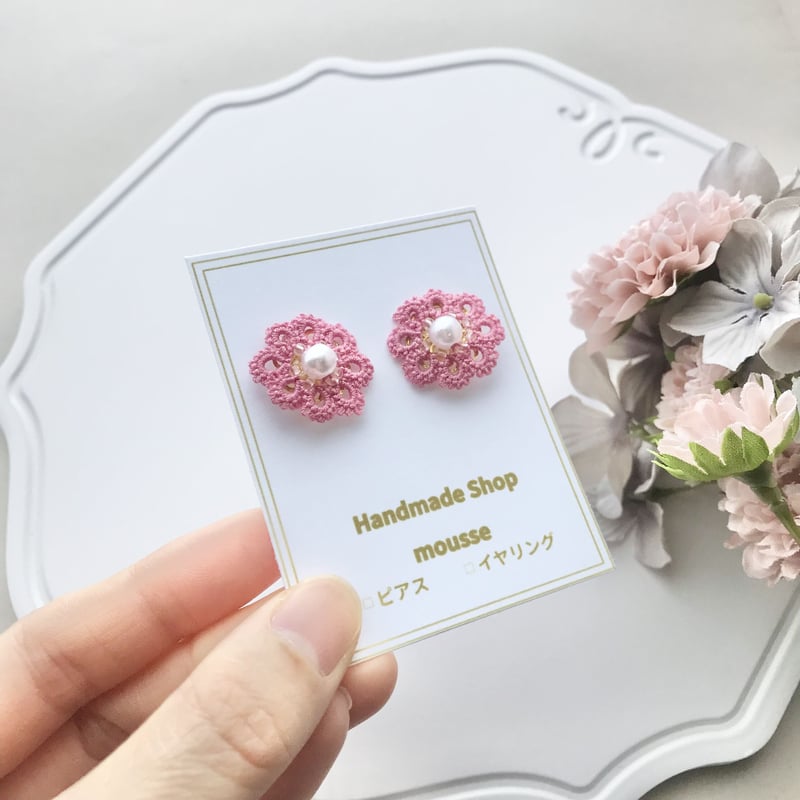 天使のピアス/イヤリング ビビットピンク | HandmadeShop mousse