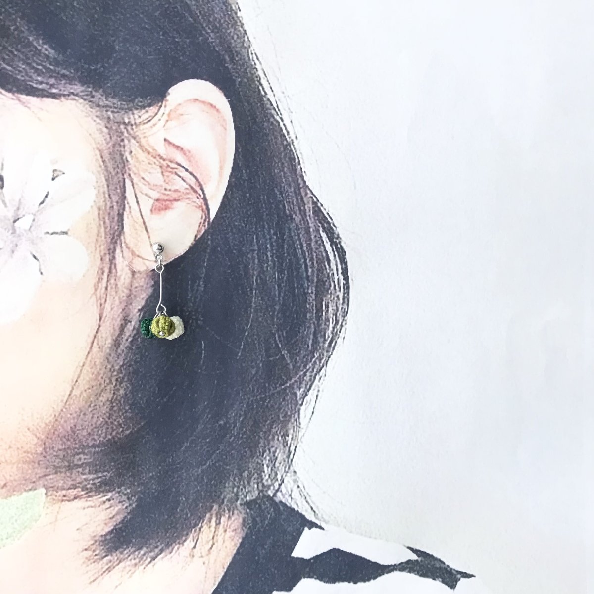 ポンポンポップピアス/イヤリング グリーン | HandmadeShop mousse 