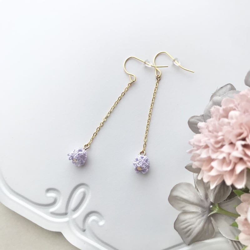 すずらんピアス/イヤリング ロングver. 大人な薄紫 | HandmadeShop mous