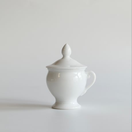お花のクリームポット【ポ・ア・クレム】ポーセレン白磁器 /フランスアンティーク Pot à Crème【ポ・ア・クレーム】クリームポットA/パリ窯
