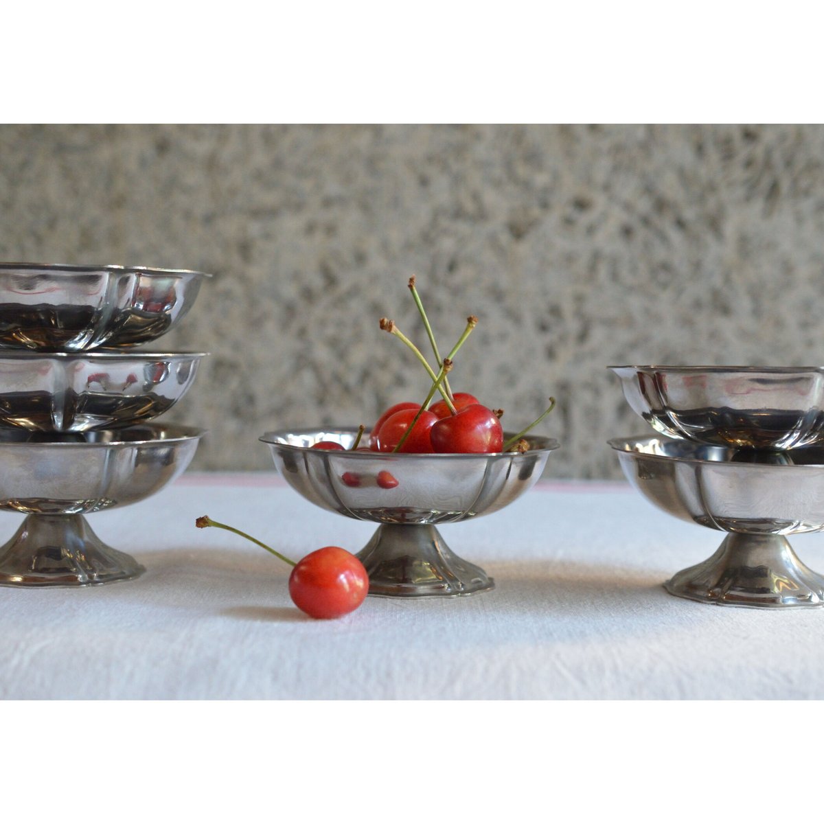 Guy Degrenne 花リムのアイスクリームカップ（70年代ヴィンテージ