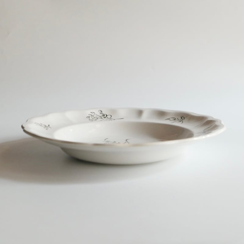 K&G Lunéville ”Vieux Strasbourg” モノクロームの花束 深皿D