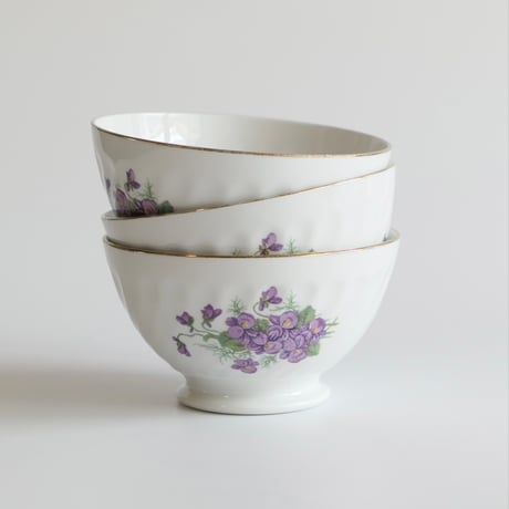 Digoin et Sarreguemines　スミレのカフェオレボウル【在庫３】